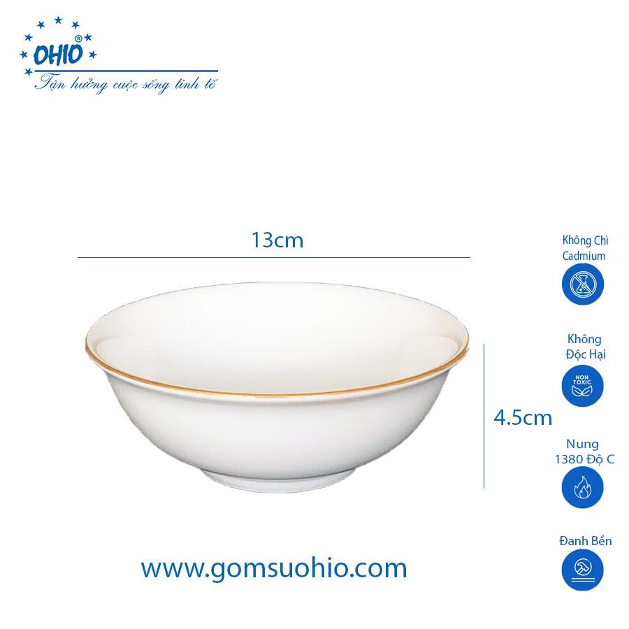 Tô LOE 13cm Sứ Trắng Viền Kim OHIO