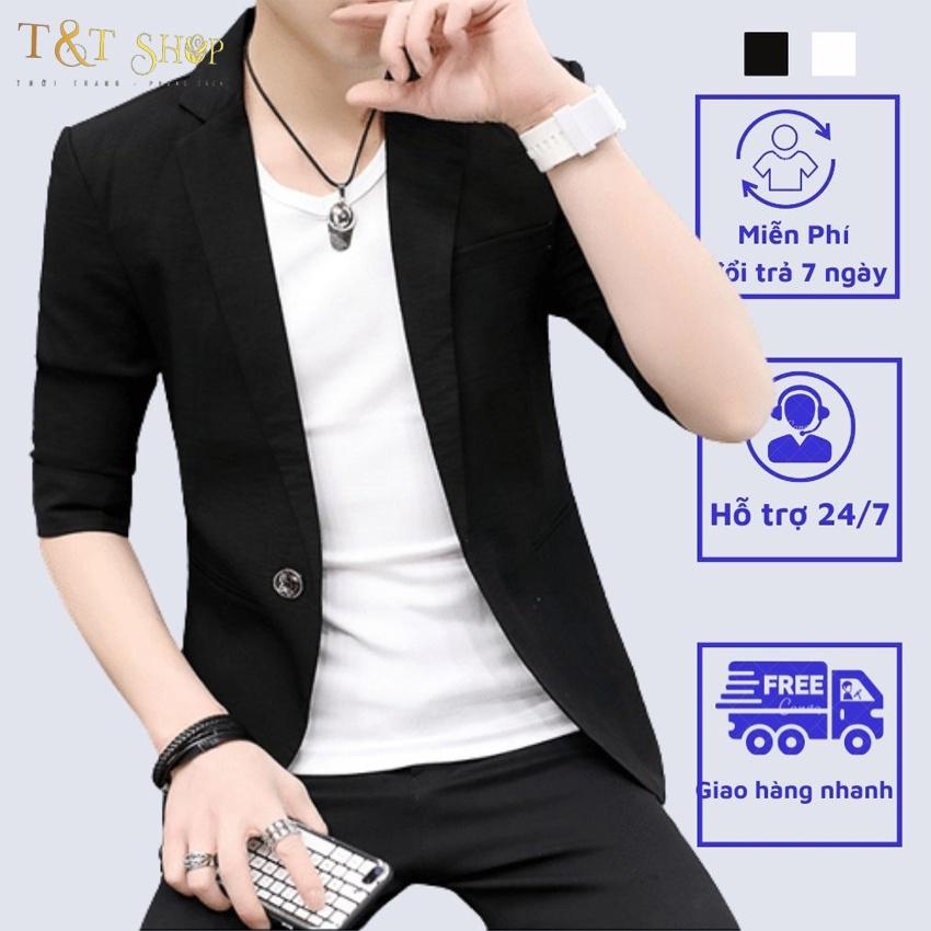 Vest nam,Áo Vest Nam Cổ Đức tay lỡ đơn điệu chất vải cotton phong cách Hàn Quốc 1 cúc cao cấp chuẩn form lịch lãm H48