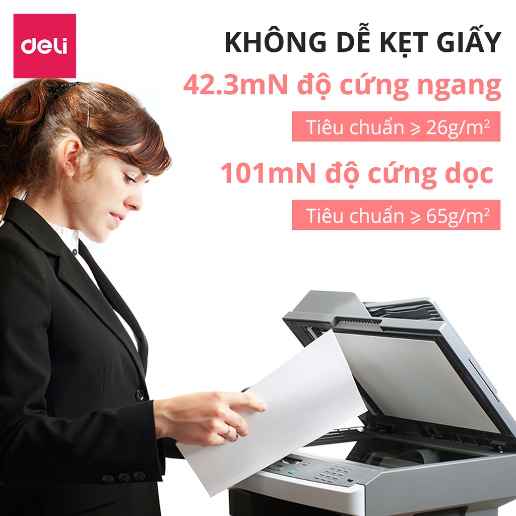 Thùng 5 Ream Giấy In Photo A4 Deli 70gsm - Chống Thấm, Khử Tĩnh Điện - 1 Ram 500 Tờ - W7421