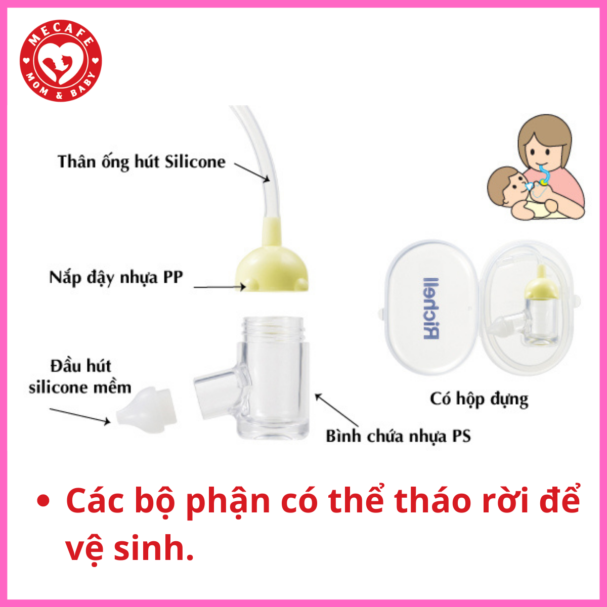 DỤNG CỤ HÚT MŨI ĐẦU MỀM SILICONE RICHELL TẶNG 2 ZIPPER