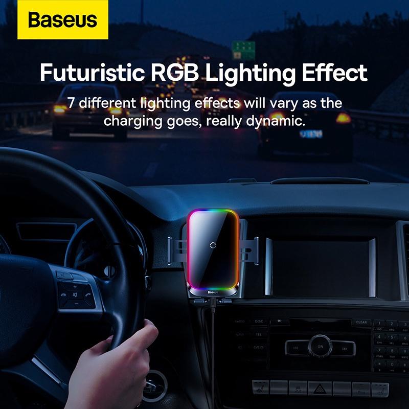 Bộ Đế Giữ Điện Thoại Tích Hợp Sạc Không Dây Baseus Halo Electric Wireless Charging Car Mount 15W (Hàng chính hãng)