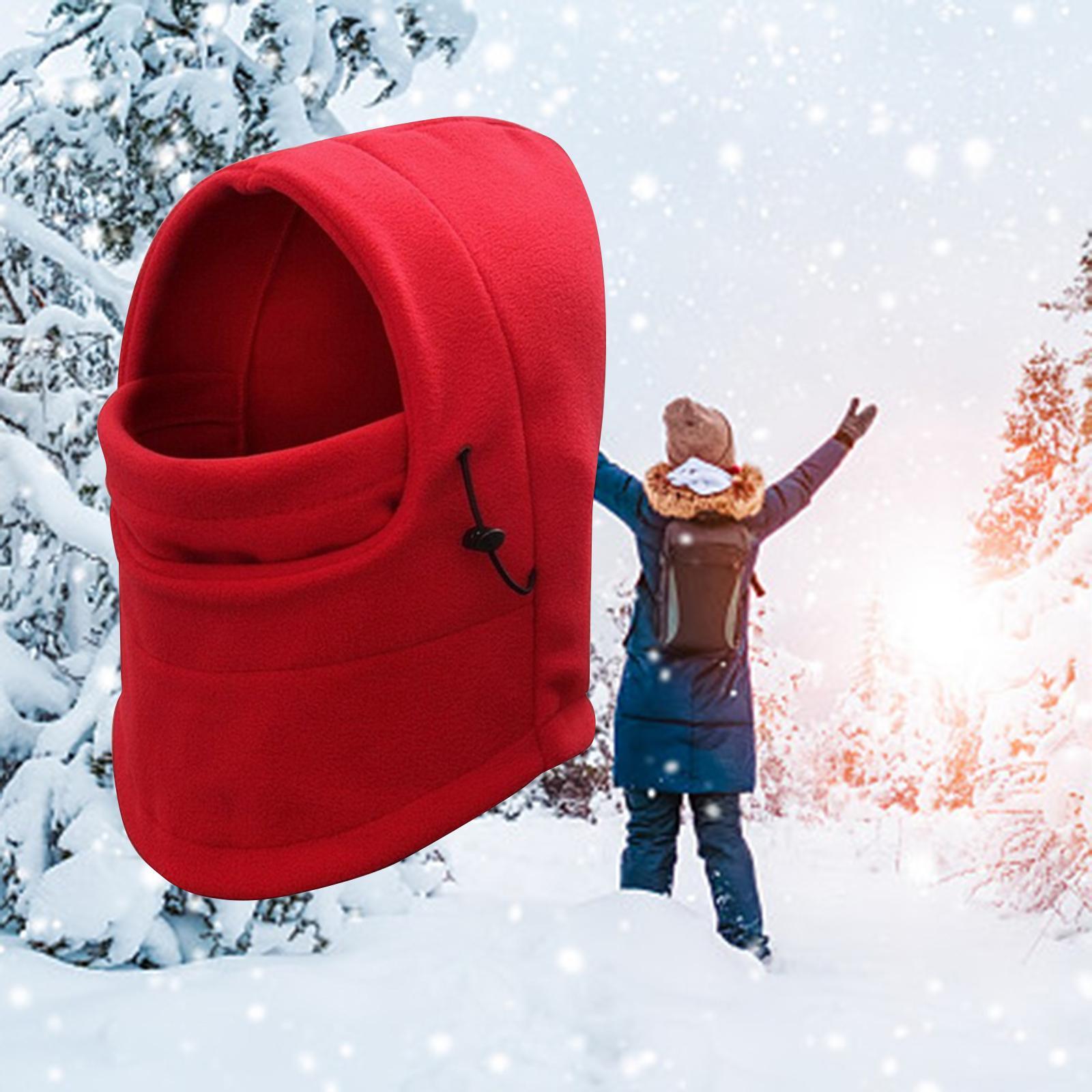 Balaclava Adjustable Scarf Winter Hat Windproof Neck Warmer Comfortable Red