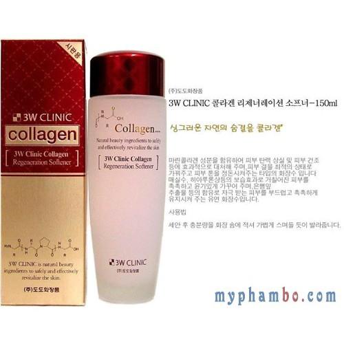 Nước hoa hồng dưỡng trắng, cấp ẩm 3W CLINIC COLLAGEN REGENERATION SOFTENER 150ML