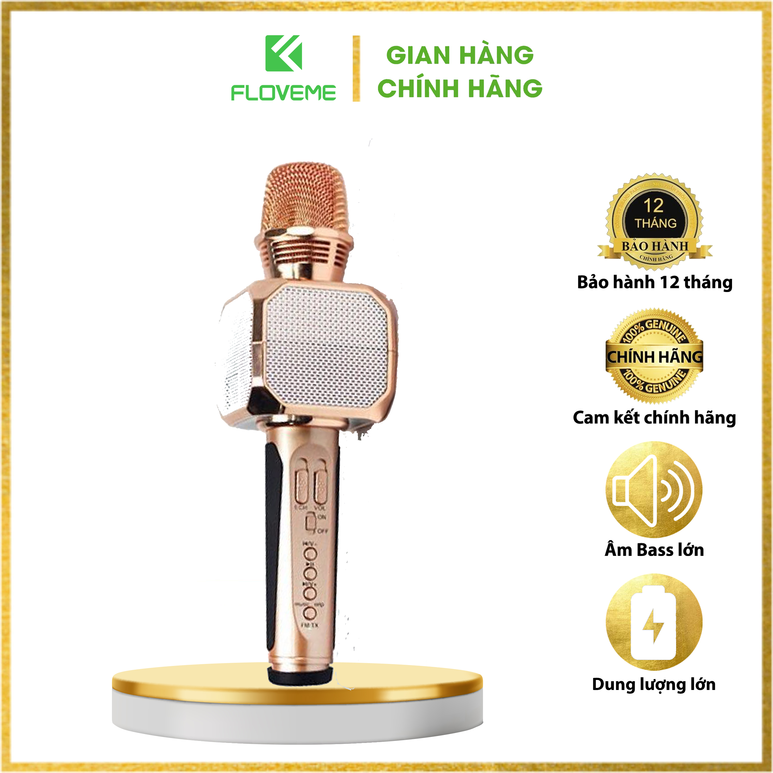 Micro karaoke không dây Floveme - SD10 loa bluetooth tích hợp micro hát , âm thanh trong, Bass khỏe - Hàng chính hãng