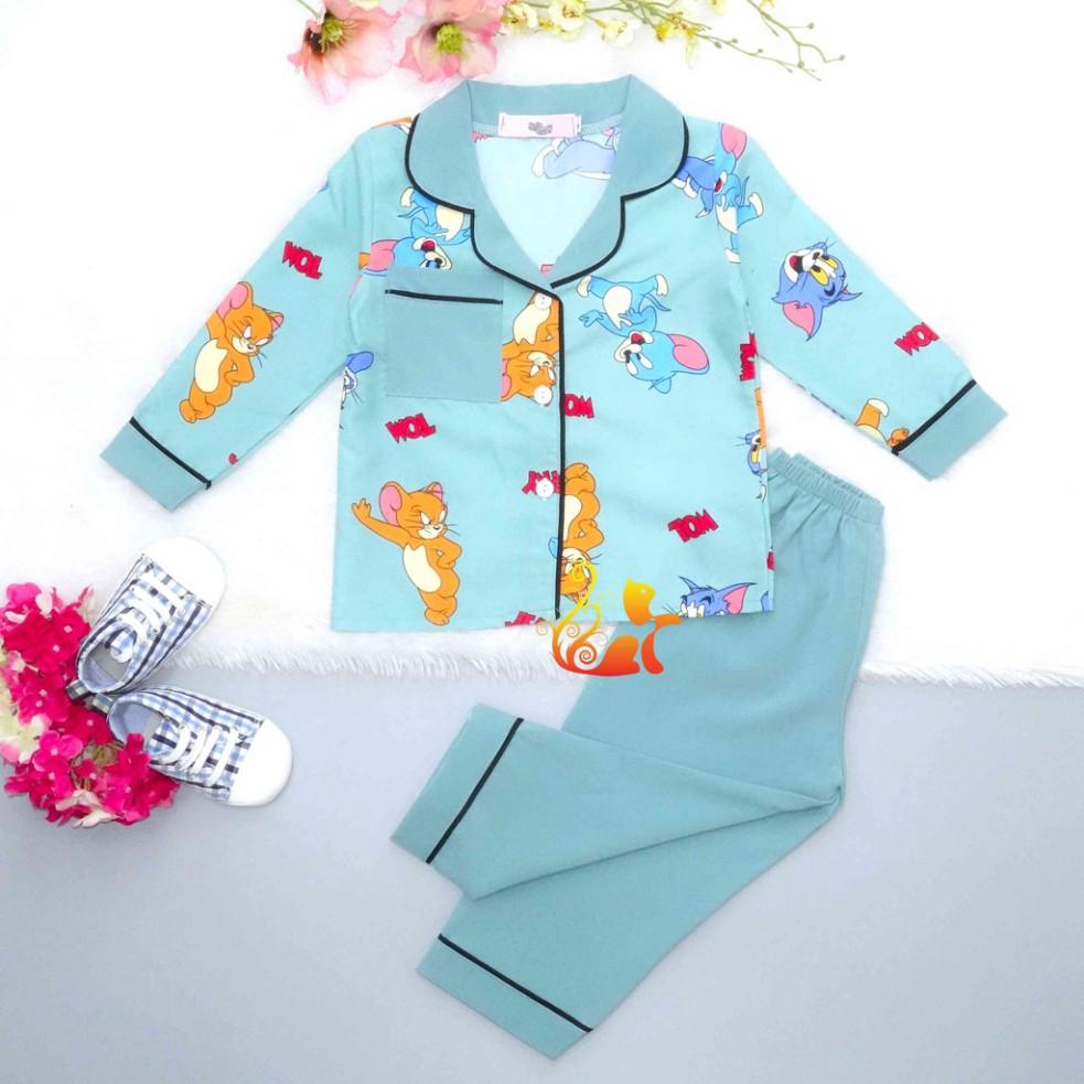 Đồ Bộ Mặc Nhà &quot;Mèo - Chuột&quot; Pijama Kate Thái Phối Kate Lụa Quần Dài - Cho Bé