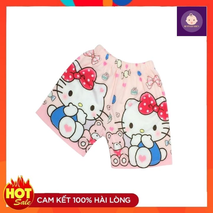 Bộ quần áo bé gái hình mèo Kitty - quần áo mặt ở nhà từ 9-42kg - Vải thun cotton lạnh - Giặt không vỡ hình - Hương Nhiên