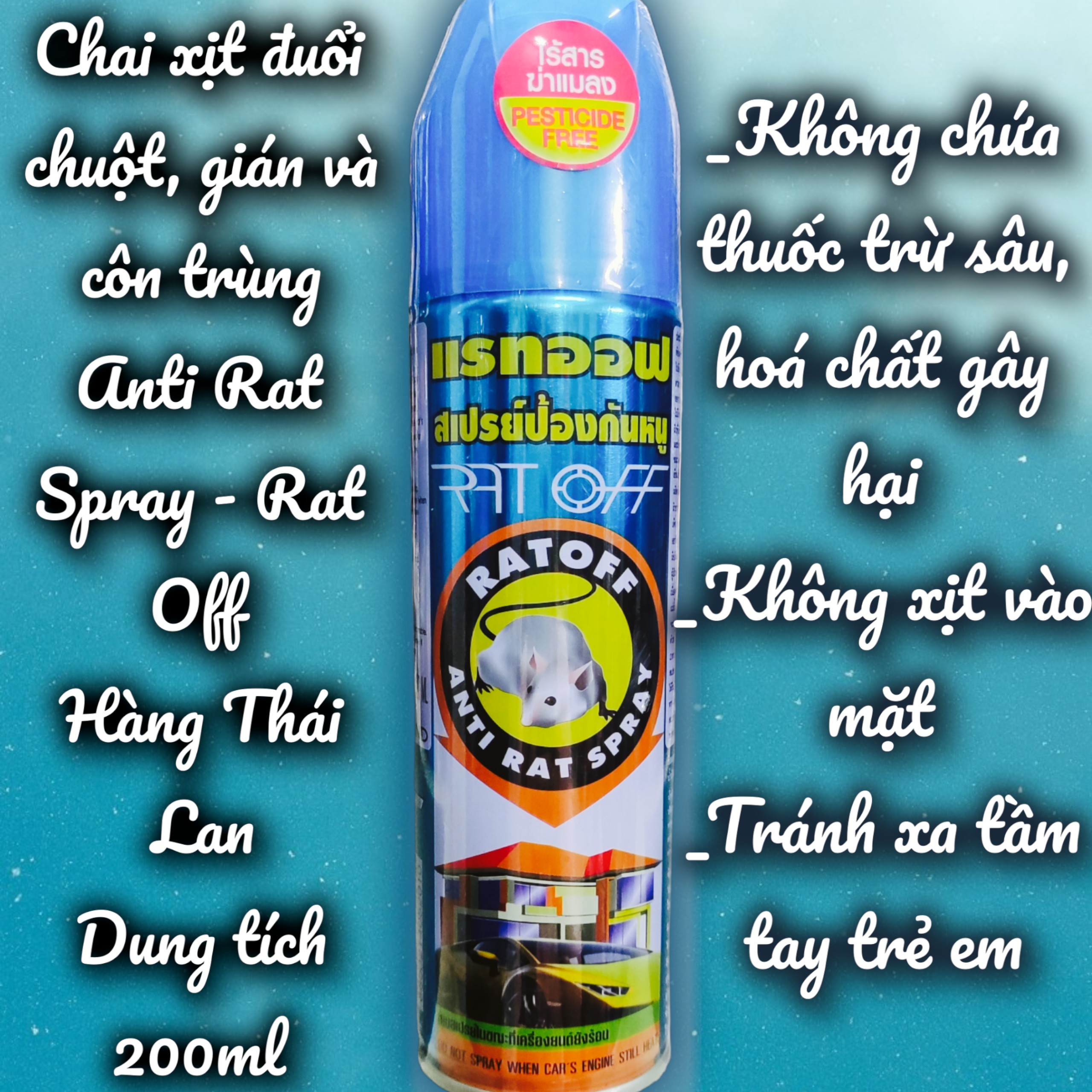 Chai xịt đuổi chuột, côn trùng Rat Off - Rat Spray - Hàng Thái Lan- An toàn, hiệu quả - dung tích 200ml