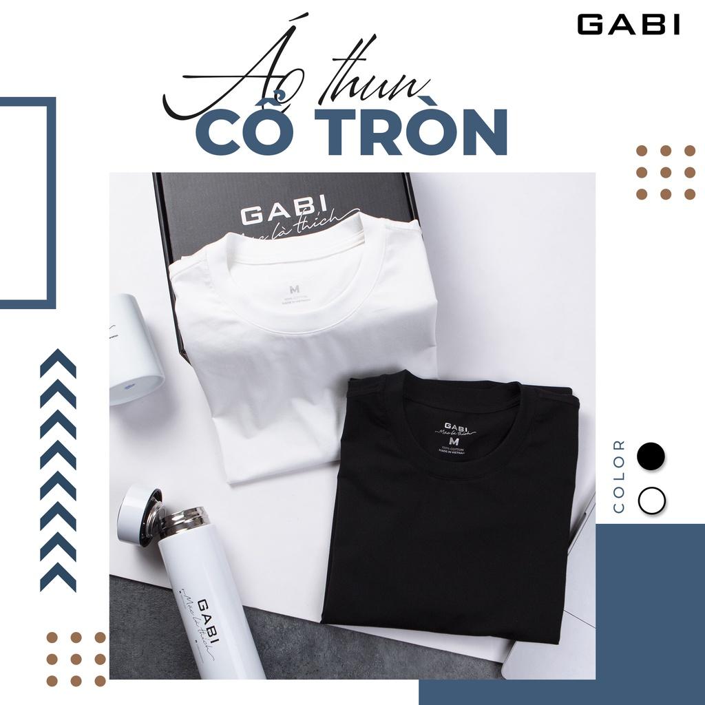 Áo thun Nam cổ tròn GABI chất liệu cotton dày dặn, thấm hút mồ hôi tốt, màu đen trắng, form Regular phù hợp, lịch lãm