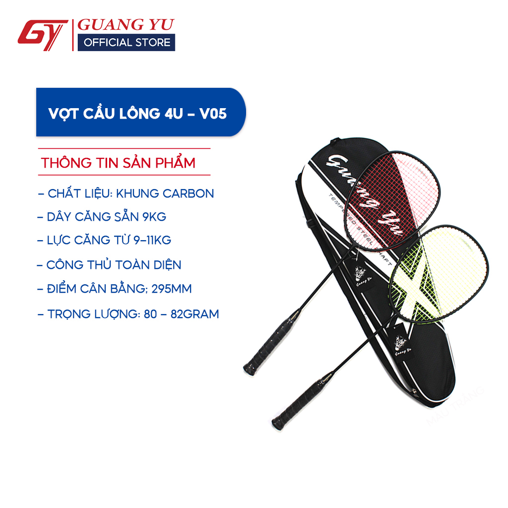 Vợt Cầu Lông GUANG YU 4U Plano Khung Full Carbon, Đầu Mở Rộng, Công Thủ Toàn Diện, Căng sẵn 10kg- V05