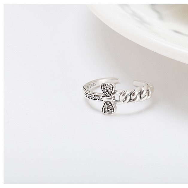 Nhẫn Bạc Nữ | Nhẫn Nữ Bạc Thái Hình Nơ - Móc Xích Cá Tính N1717 - Bảo Ngọc Jewelry