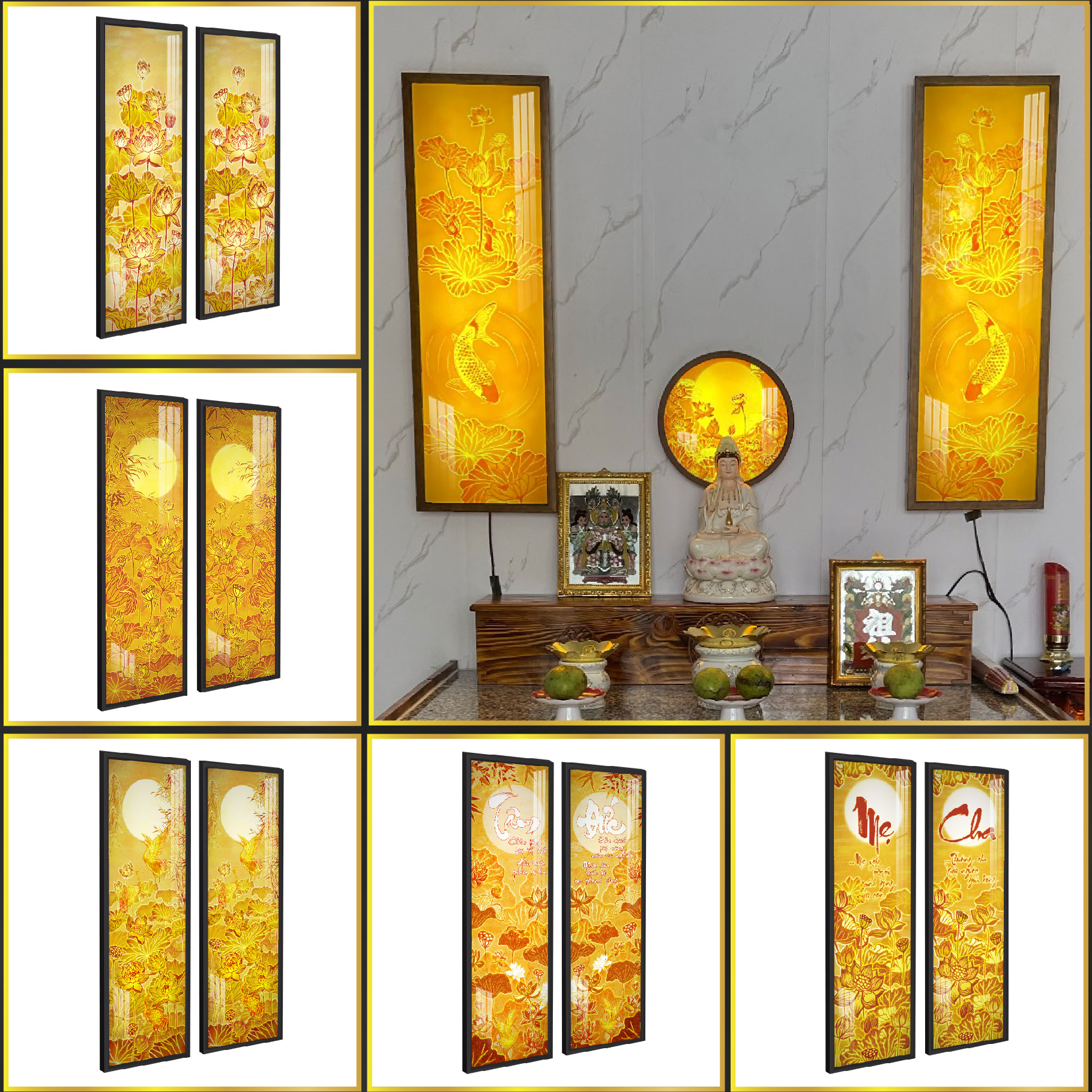 Đèn Hào Quang Phật In Tranh Trúc Chỉ ĐỐI DECORNOW, Trang Trí Ban Thờ Cho Tượng Phật, Hào Quang Trúc Chỉ DCN-29