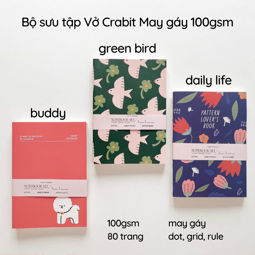 Vở May Gáy 100gsm 80 Trang Kẻ Ngang Dot Grid Crabit