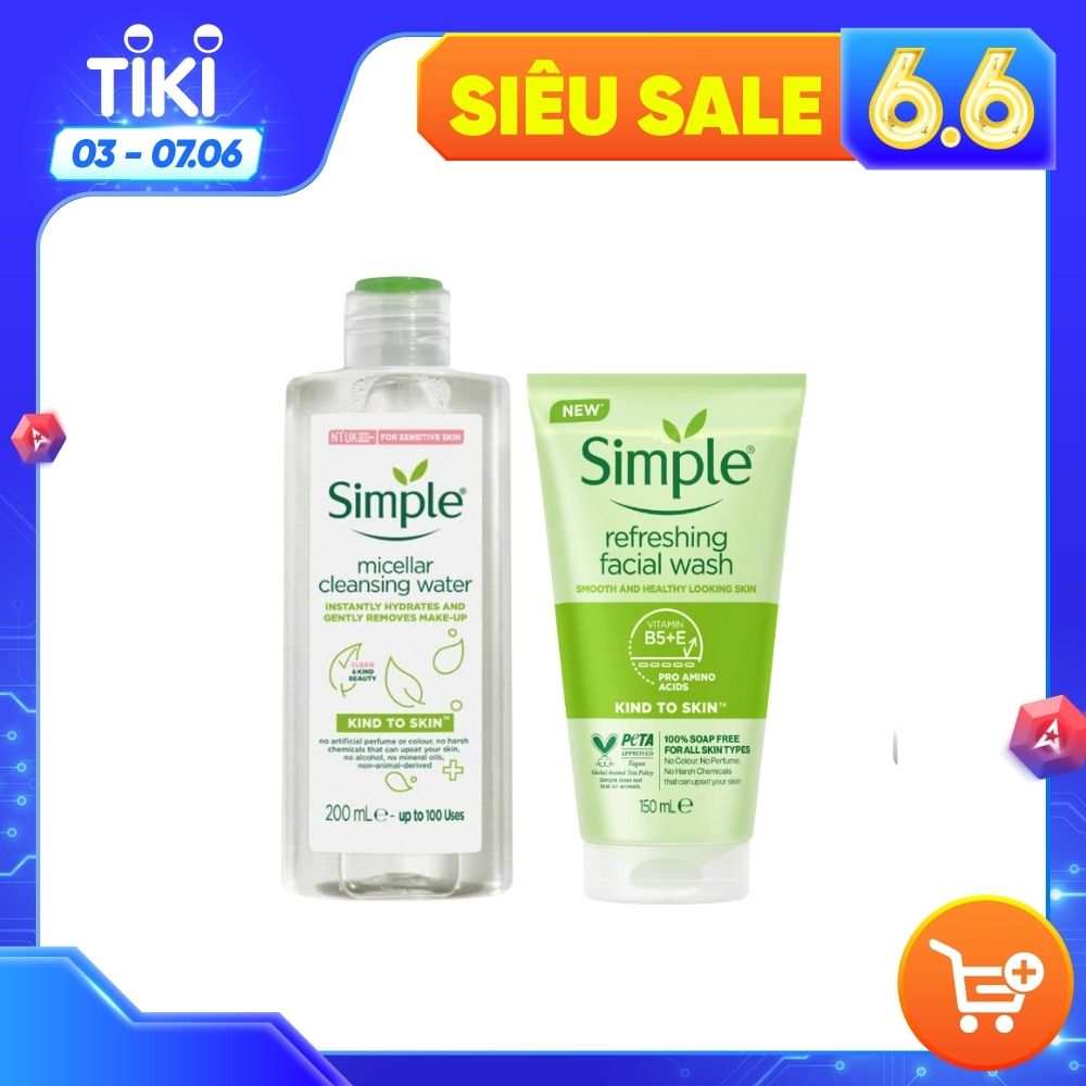 Combo Simple Làm Sạch Nước Tẩy Trang 200ml + Sữa Rửa Mặt 150ml