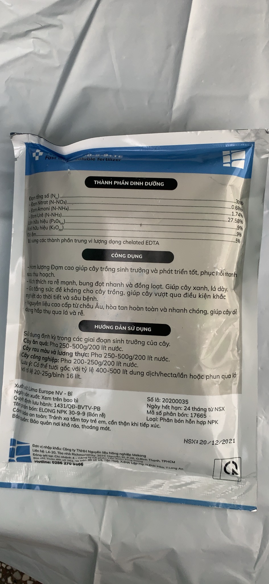 Phân bón lá giỏ giọt nhập Bỉ TROPHIC NPK 30-9-9 +te /20-20-20 te /10-4-40 te gói 250gr