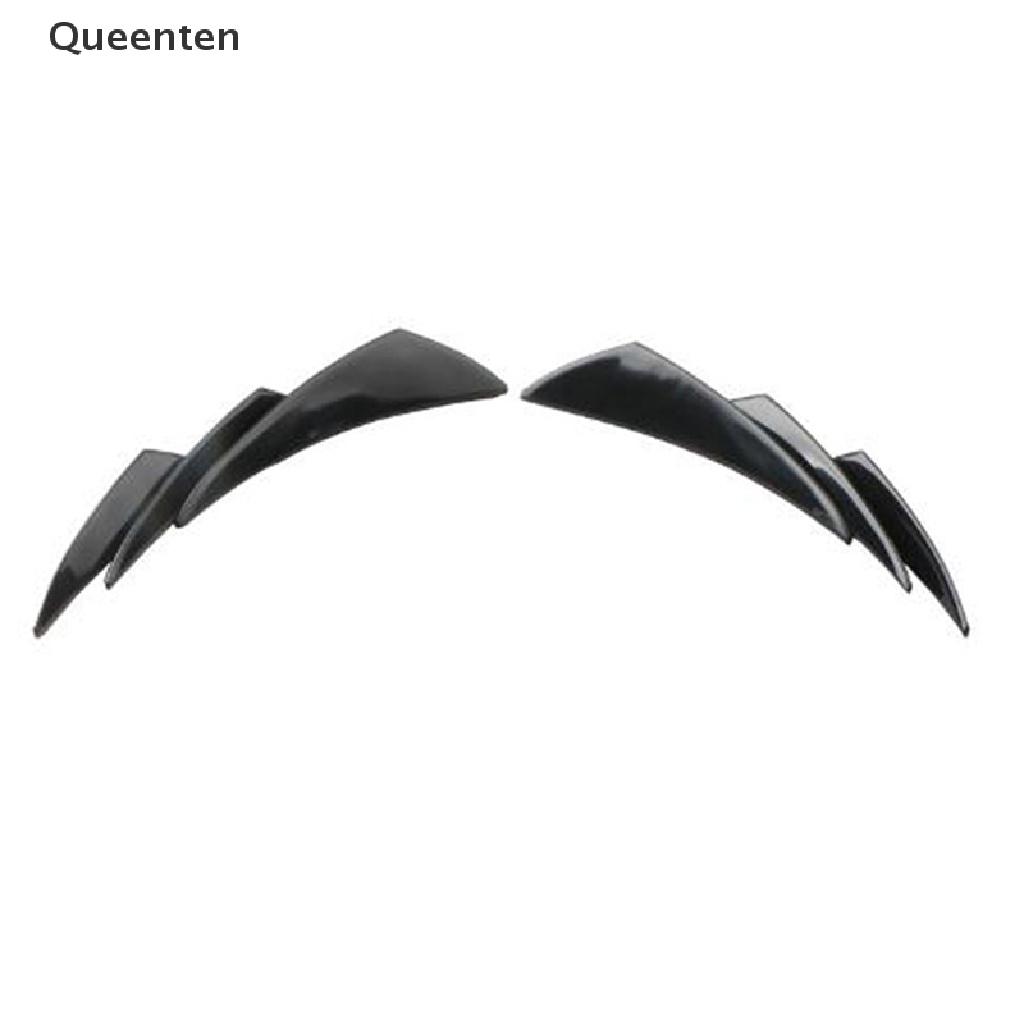 Queenten 6Pcs Car Front Bumper Lip Splitter Fins Body Spoiler Canards Refit Gloss Black QT