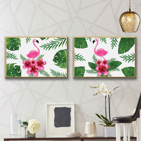 Bộ 2 Tranh Canvas Viền Composite "Hồng Hạc" W082