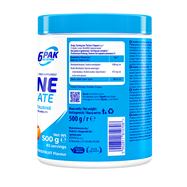 6PAK CREATINE MONOHYDRATE - Hộp 500 grams - Nhiều Hương Vị - Trec Nutrition