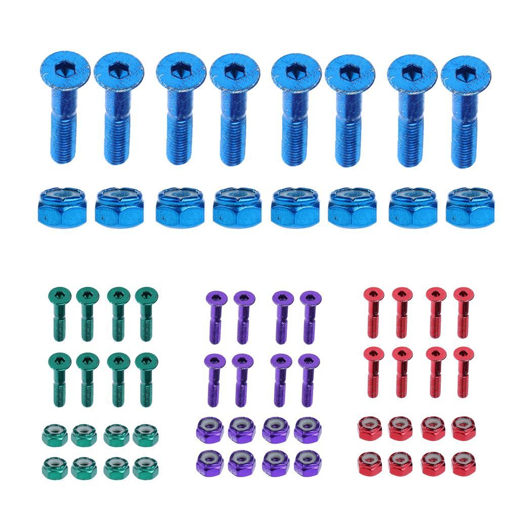 16PCS 1'' FLAT HEAD REPLACEMENT SKATEBOARD TRUCK HARDWARE LONGBOARD SCREWS BOLTS