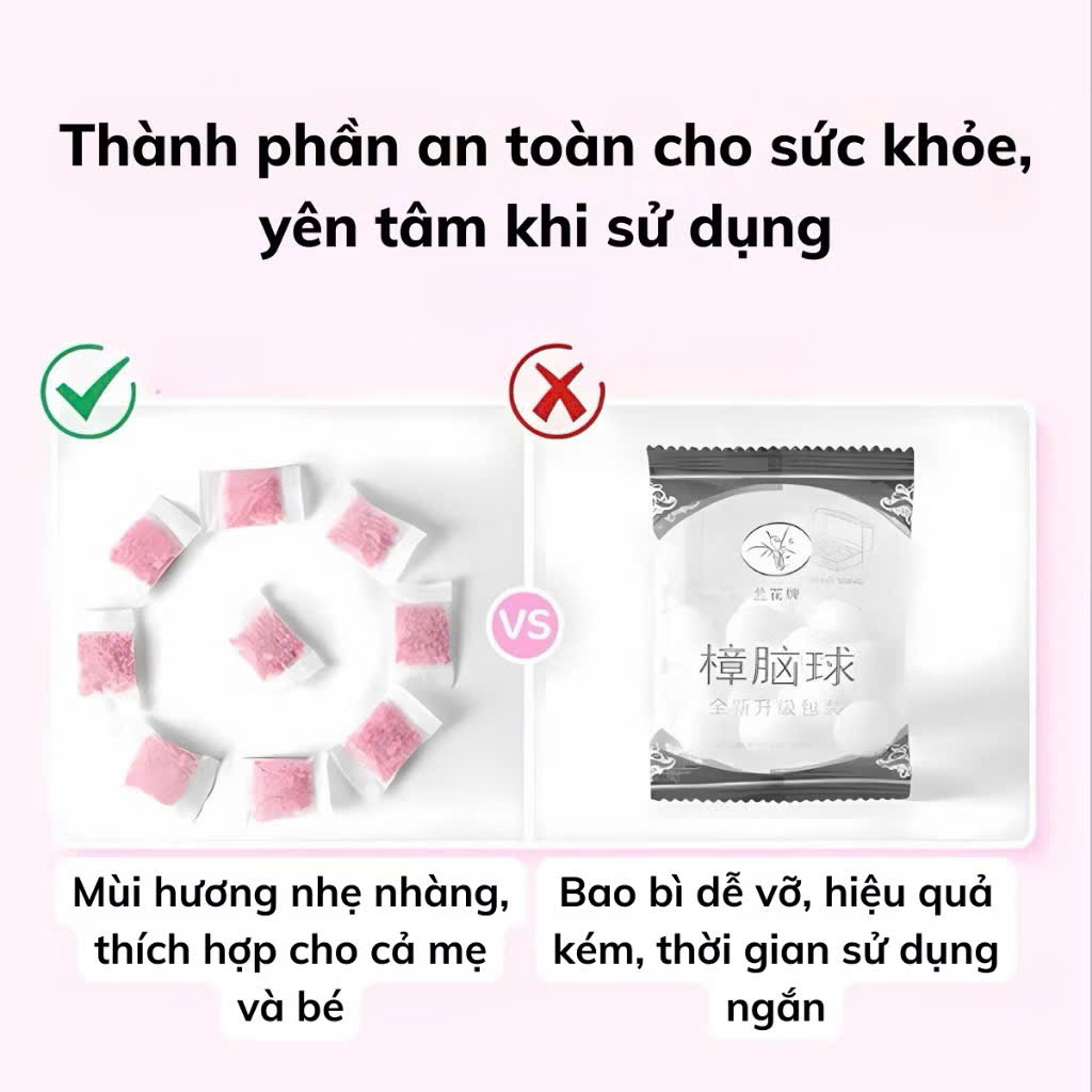 Set 3 Gói 3 Màu Thơm Hút Ẩm Long Não, Chống Ẩm Mốc, Đuổi Côn Trùng Tủ Quần Áo, Tủ Giày (Bịch 48 Túi) - HÀNG CHÍNH HÃNG MINIIN