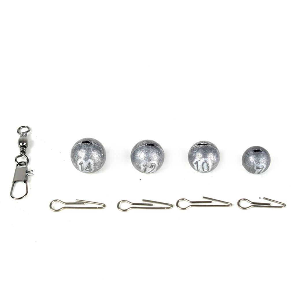 49pcs Fishing Weights Sinkers Kit 4 Sizes Cannonball Quick Insert Recyclable