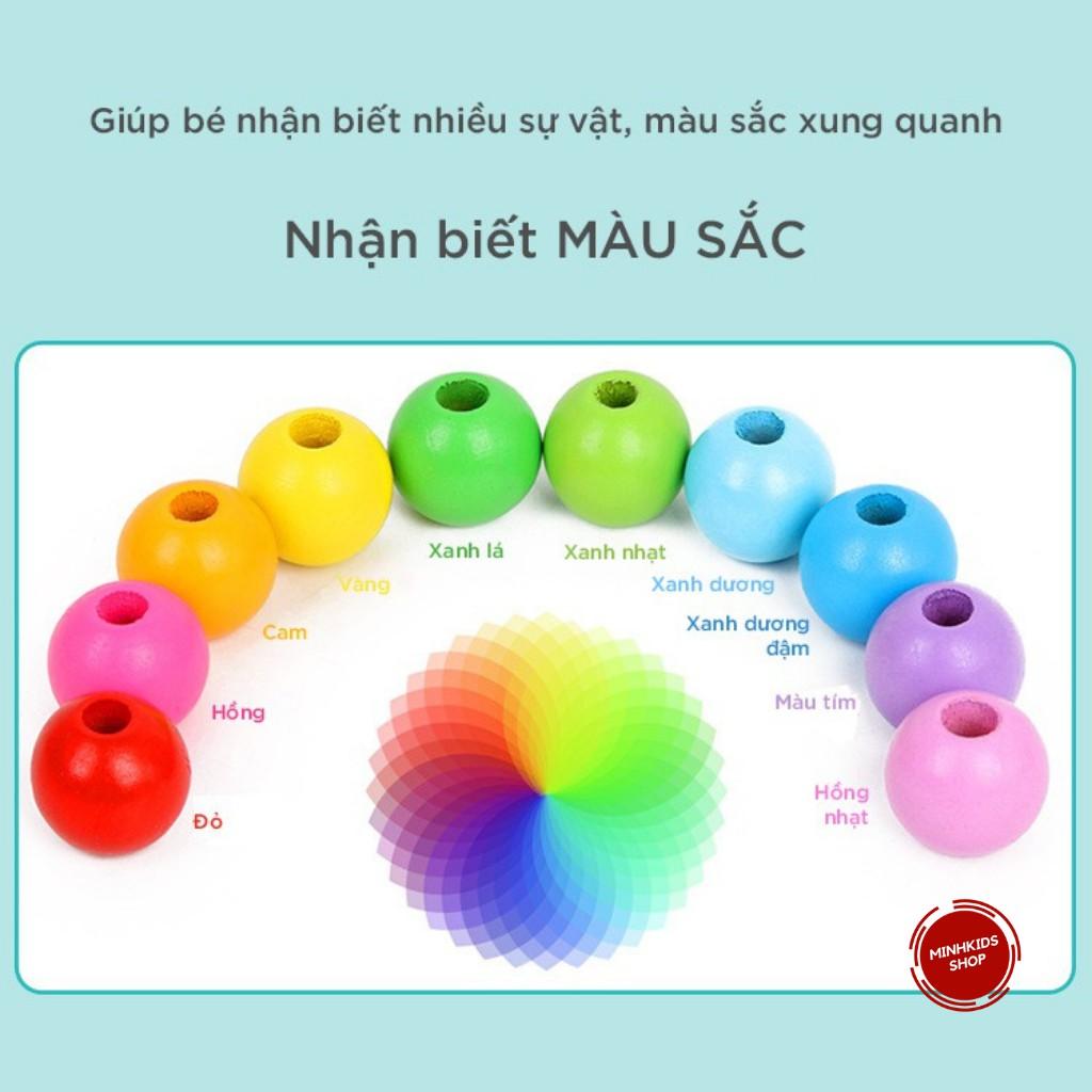 Đồ Chơi Xâu Hạt 106 Chi Tiết Bằng Gỗ Gồm Số Chữ Cái Các Con Vật Giúp Bé Học Nhận Biết Và Rèn Luyện Vận Động Tinh