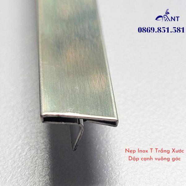 Nẹp Inox T25 Trắng Xước, Nẹp trang trí, nẹp bảo vệ, nẹp inox T25 bào chấn vuông cạnh, dày 0.8, thanh dài 2m44