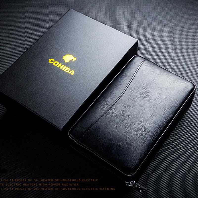 Hộp đựng - Bao da Cigar Cohiba 4 điếu kèm bật lửa và dao cắt XJ-T116