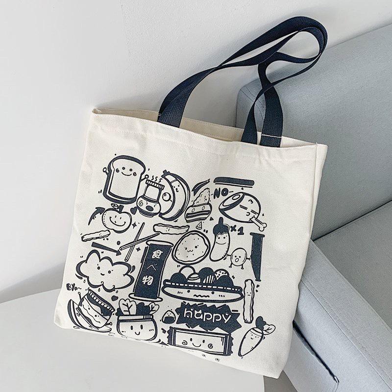 Túi tote bag đẹp vải canvas họa tiết độc đáo khổ vuông đi học đi chơi