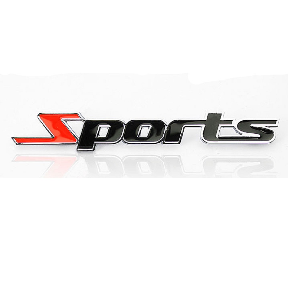 Logo kim loại chữ nổi SPORTS dán ô tô