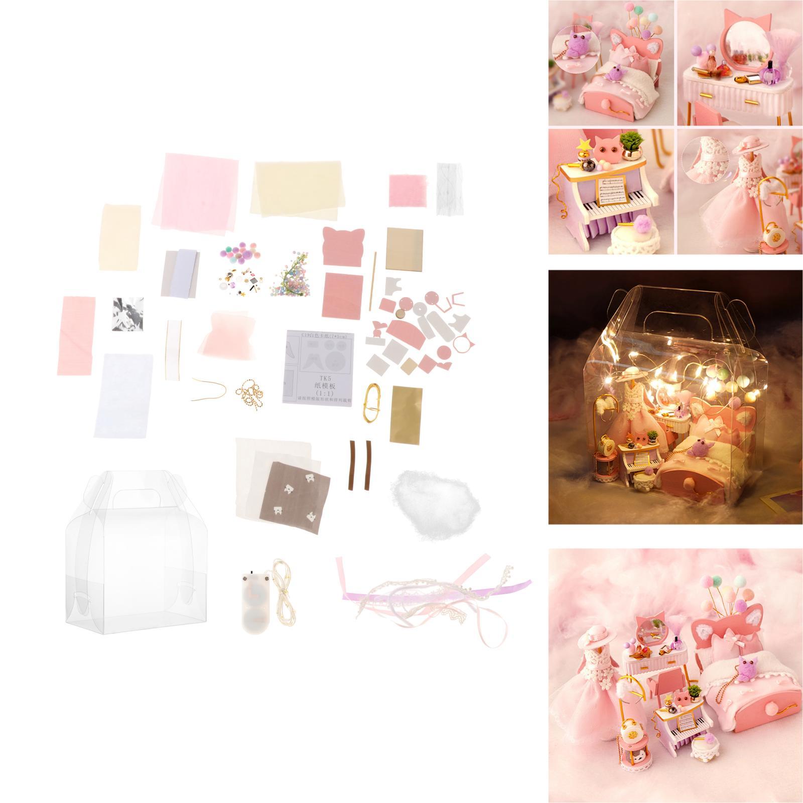 DIY Miniature Dollhouse Kit - 1/32 Bedroom with LED Lights Gifts for Girls