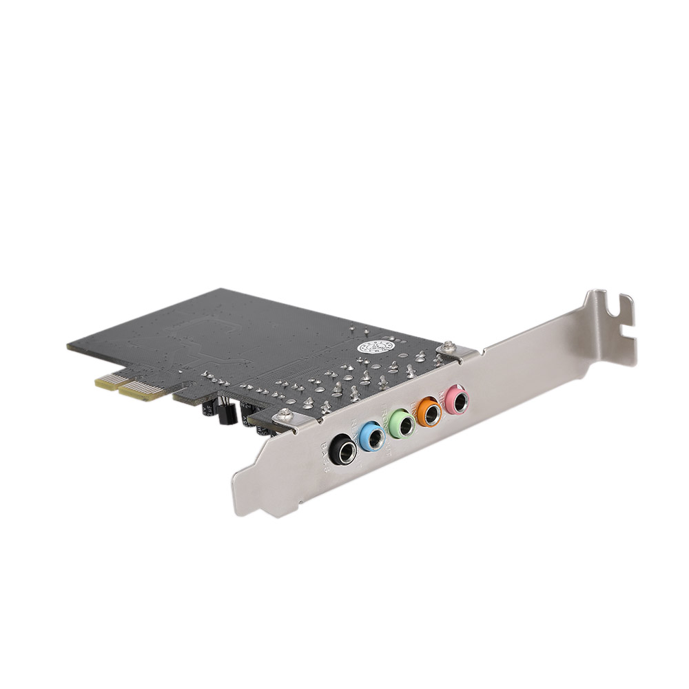 Card PCI-E Express 5.1 Âm Thanh Vòm 5 Cổng Cho Máy Tính Để Bàn, Màu Đen