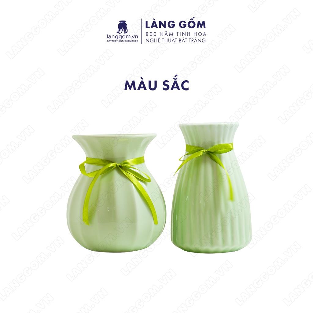 Bình hoa, lọ hoa Gốm sứ Bát Tràng cao cấp Men ngọc loe khía dùng làm quà tặng, trang trí - Làng Gốm Bát Tràng