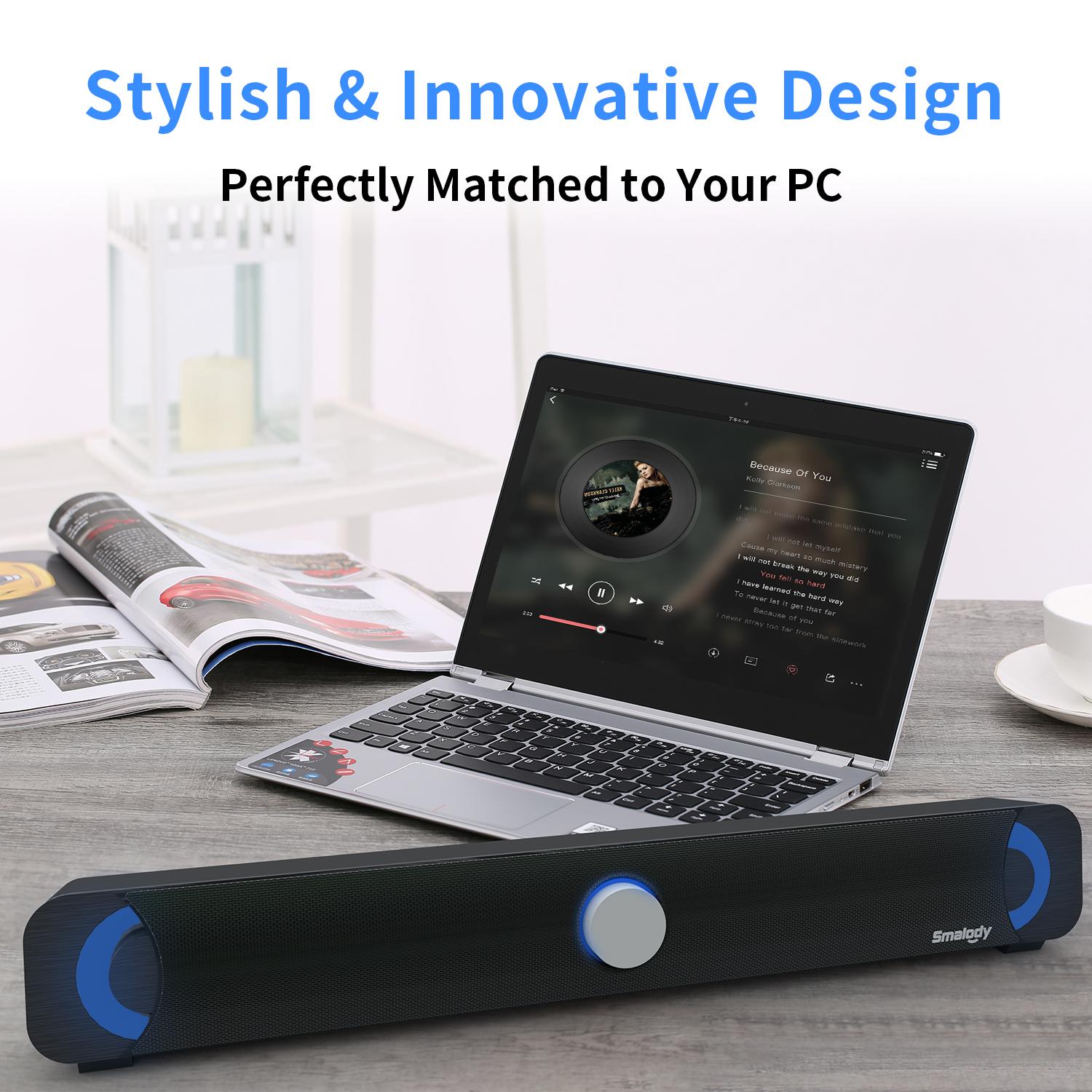 Loa Smalody 9014 đa phương tiện Loa siêu trầm Sound Box Sound Bar cho PC có đèn LED