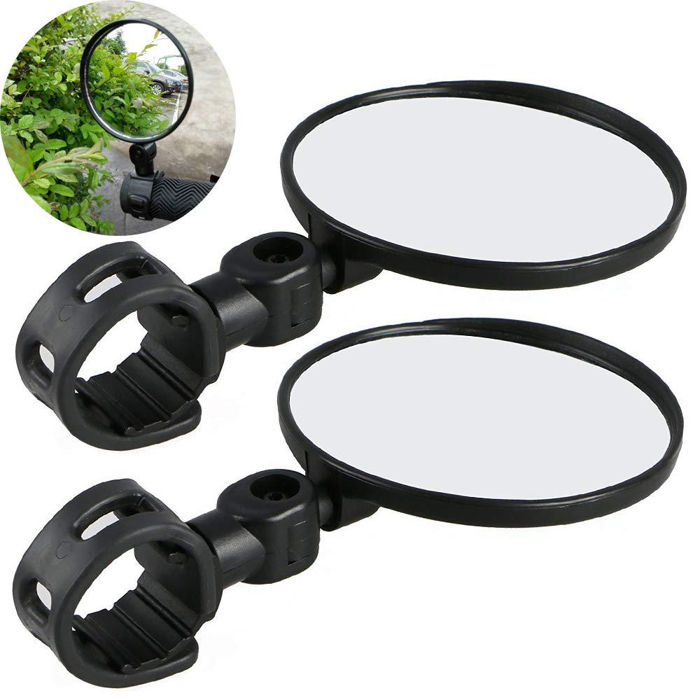 2 Cặp gương mini lồi phản xạ phổ quát xe đạp xe đạp xe đạp gương phản xạ remoir rẽ 360 độ dễ dàng lắp đặt, cho xe đạp, xe đạp leo núi, xe trường - màu đen