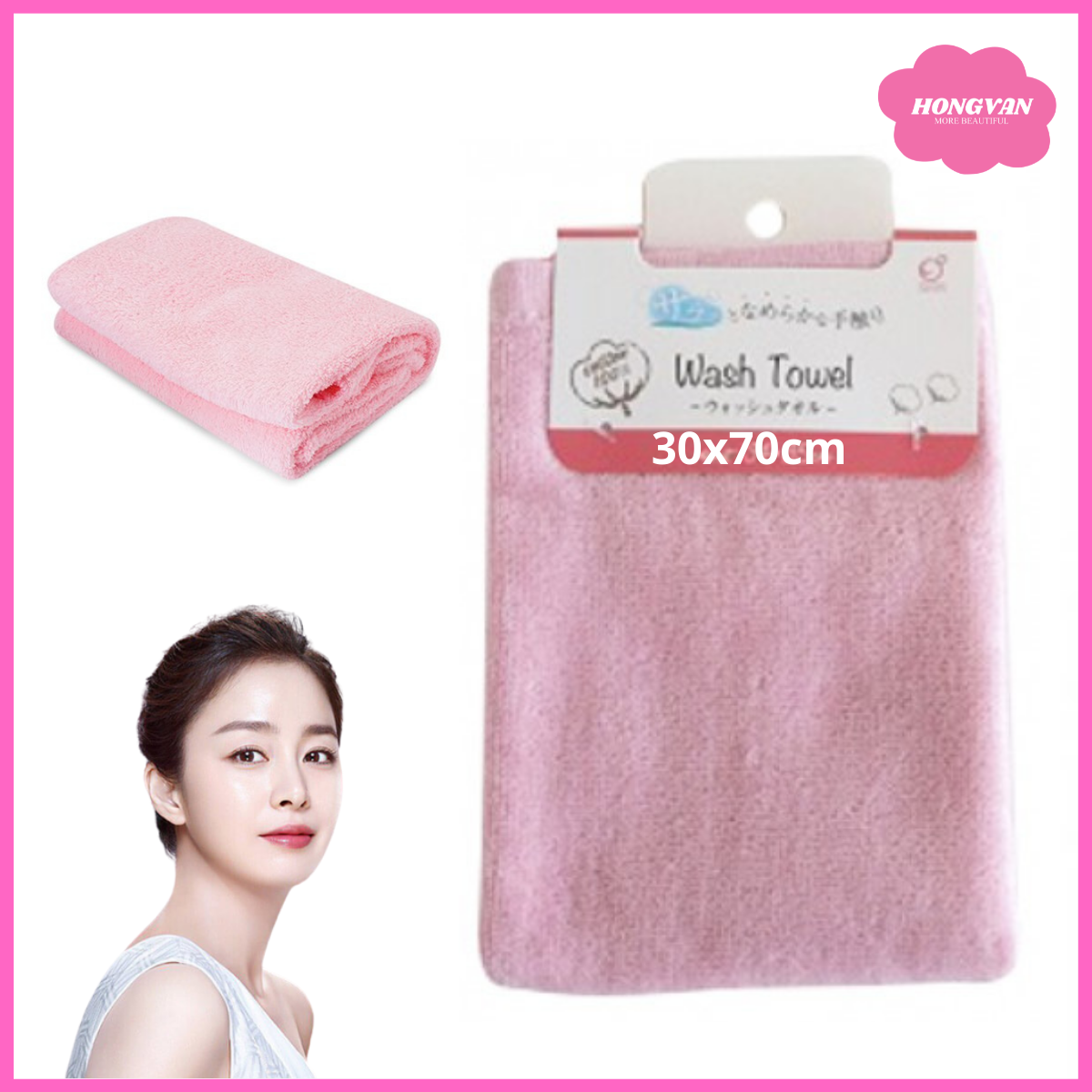 Khăn tắm mềm mịn cho nữ thấm hút tốt nhanh khô 30x70cm (màu hồng) tặng túi zip bảo quản