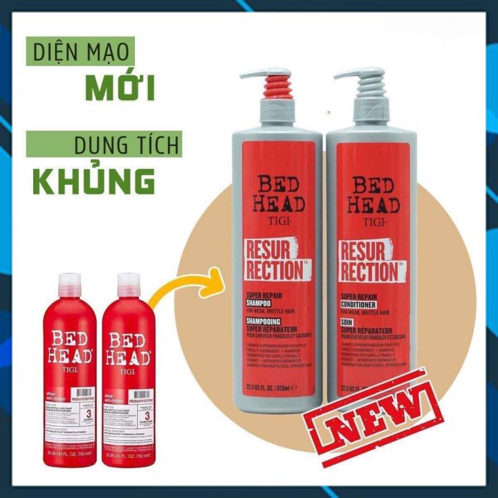 Cặp dầu gội xả Tigi Bedhead màu đỏ phục hồi tóc hư tổn 970ml*2 (mẫu mới)