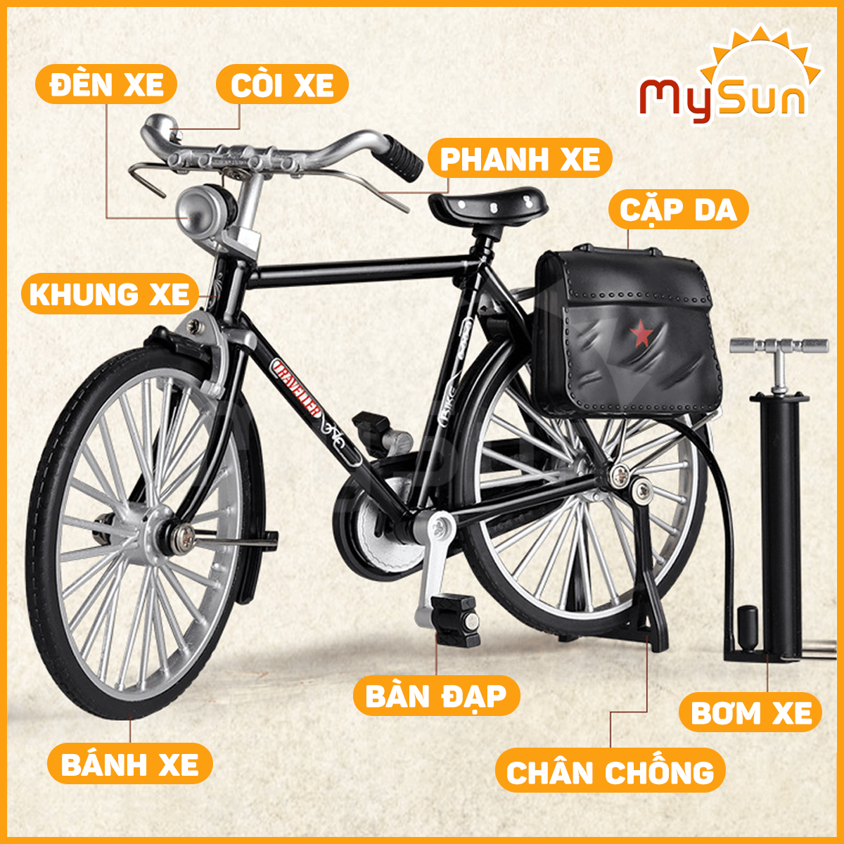 Mô hình xe đạp mini kim loại đồ chơi cho bé giá rẻ tỷ lệ 1:10 MySun