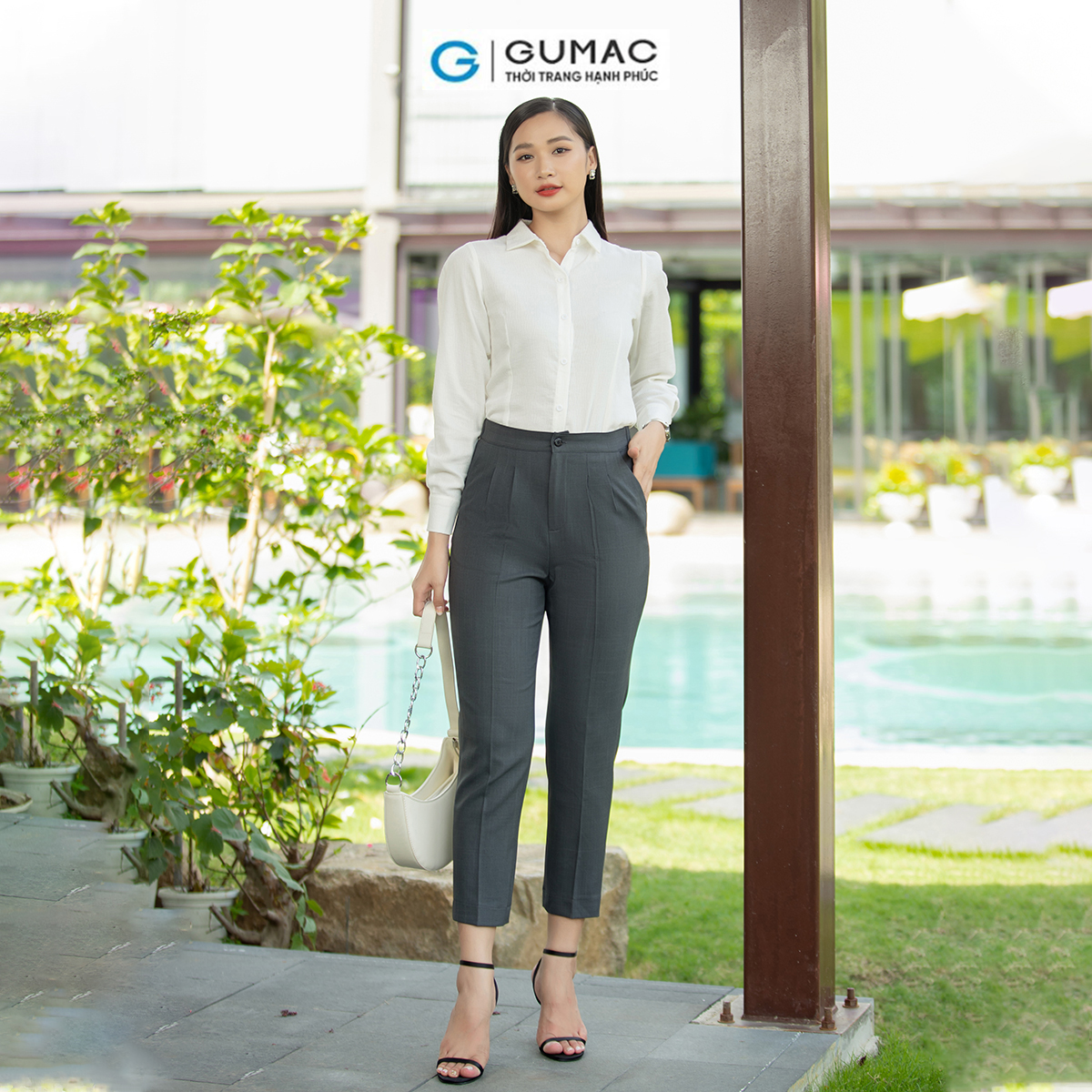 Quần tây nữ ống đứng xếp ly tôn dáng thanh lịch thời trang GUMAC QD07036