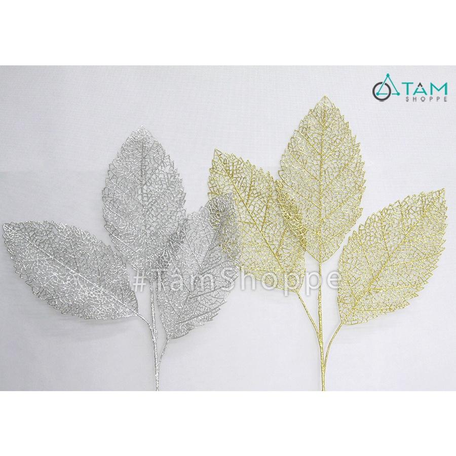 Cành xương lá anh đào phủ kim tuyến CHG-120