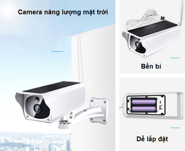 Camera IP năng Lượng mặt trời kết nối Wifi không dây Hoạt động không cần dây cáp, Không cần nguồn điện