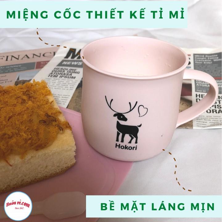Cốc nhựa Hokori 350ml - Ly cốc uống nước có quai cầm hình hươu dễ thương - Buonrecom - 01454