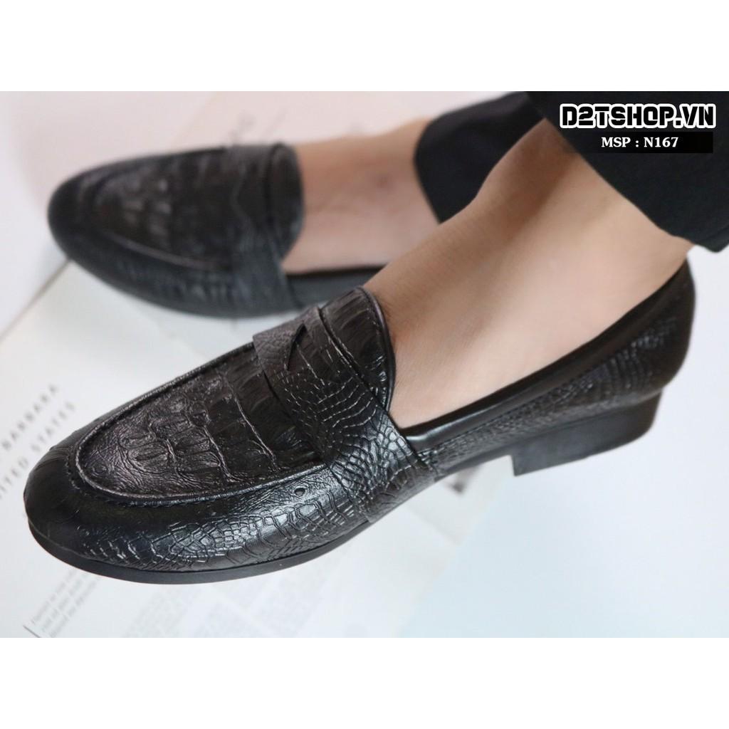 Giày lười nam dập vân đai khoét cực đẹp