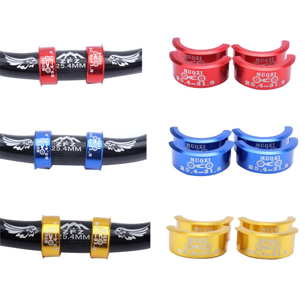 4Pcs Aluminium Alloy Bike Bicycle Handlebar Shim 25.4mm to 31.8mm Reducer Stem Adaptor