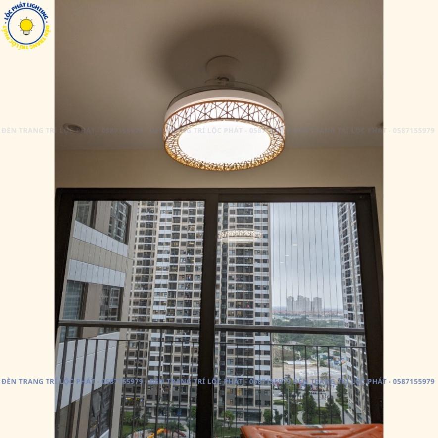 Quạt trần, quạt trần trên nhà đèn J6 trắng cánh cụp xòe 6 tiêu chuẩn gió, 3 hình thức năng lượng tối tân kèm khiển (Bảo