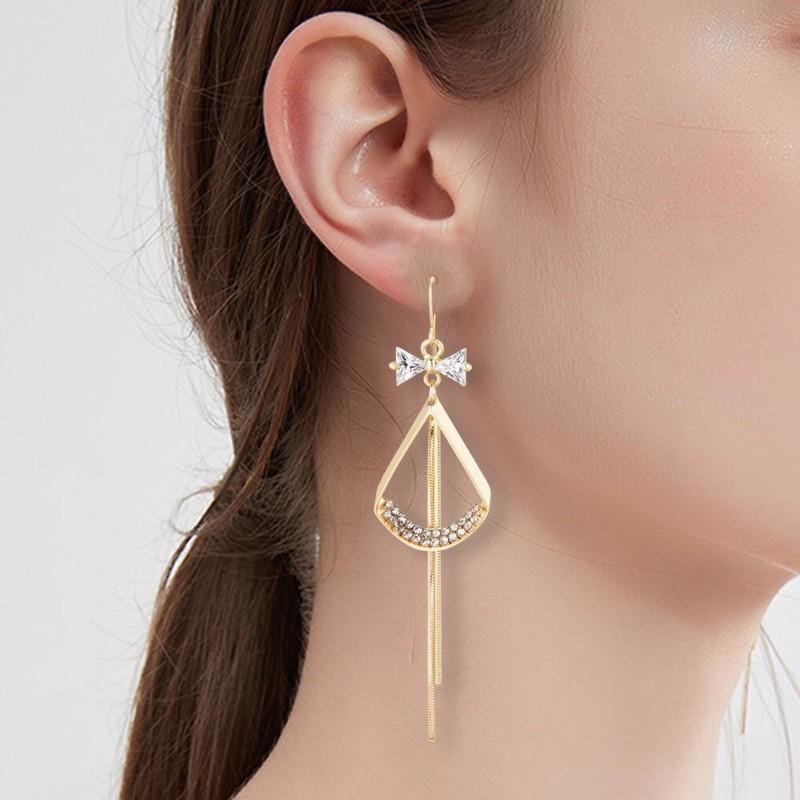 Khuyên tai cao cấp hình nơ dáng dài thời trang