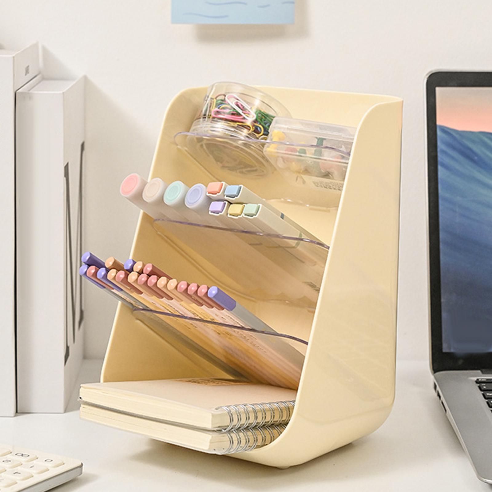 Desktop Organizers Bookshelf Pencil Pen Holder Multipurpose 4 Tier for Dorms
