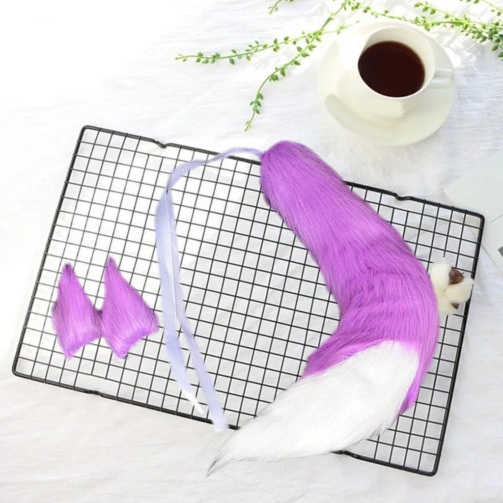 Long Plush  Tail and Ears Anime Cosplay for Halloween Women Accs