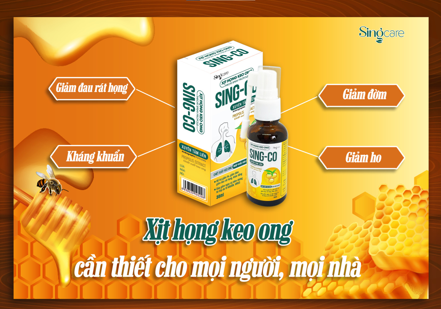 Xịt Họng Keo Ong giảm ho, đau rát họng từ thảo dược thiên nhiên ( 30ml)