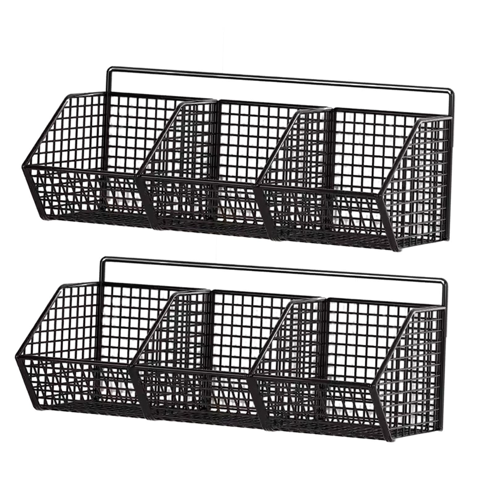 2x Minimalist Hanging Fruit Basket 3 Grids for Fruits Vegetables Snacks Home