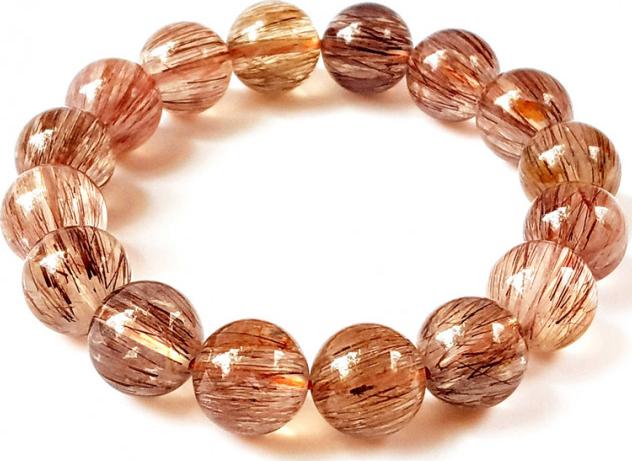 Thạch Anh Tóc Đỏ Tự Nhiên 12MM Vòng Tay Chuỗi Hạt Gembank